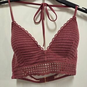 Women's Burgundy Knit Bralette